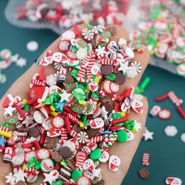 4 Bags Christmas Nail Art Slices Snowflake Santa Claus Christmas Tree Candy Snowman Gingerbread Man Designs Christmas Nail Charms 3D Winter Mini Clay Slices for Acrylic Nails Decorations