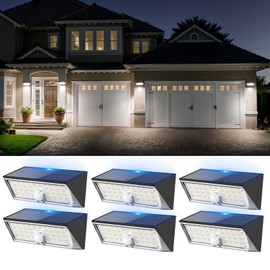 ROSHWEY Solar Motion Sensor Outdoor Lights, 6 Pack Waterproof Solar Powered Flood Security Lights with Motion Detector for Outside, Wall Fence Lighting for House Yard Garage Patio Pathway