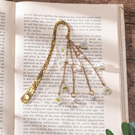 Berirexrion Flower Metal Bookmark Gifts - Charm Gold Floral Book Marks Y2k Beads Aesthetic Page Marker Reading Lovers Women Girls Bookish Friends Birthday Students Teachers School Office Accessories