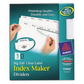 Avery 11492 Index Maker Divider,Big Tab, 5 Tabs, 8-1/2-Inch x11-Inch,5 Sets/PK,WE