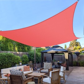 Bynbbur Sun Shade Sail 8'x12' Rectangle Red Permeable Curved Edge Canopy Heavy Duty Sun Sail for Patio Backyard Party Outdoor Activity Custom Commercial Standard