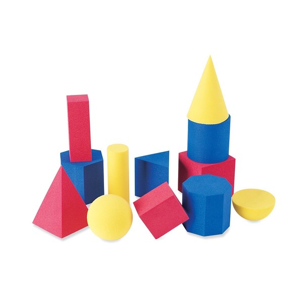 Learning Resources Hands-On Soft Geosolids, Soft Foam 3D Shapes, Set of 12, Ages 5+ (LER6120)