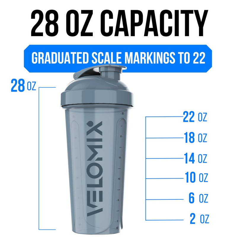 VELOMIX -4 PACK 28 Oz Protein Shaker Bottle for Protein