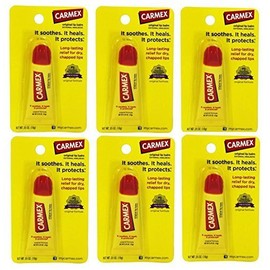 Carmex - Bálsamo labial relajante, tubos exprimibles de 0.35 onzas (paquete de 6)