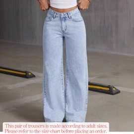 PEAINJ Baggy Jeans for Women Teen Girls Bow Cute Denim Jeans High Waisted Straight Leg Pants Aesthetic Scene Clothes Blue2-XS