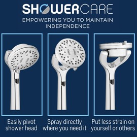 Waterpik ShowerCare Pivoting Hand Held Shower Head, Chrome - Five Modes Including PowerPulse Therapeutic Massage - 180-Degree Rotation, Eight ft. Metal Hose