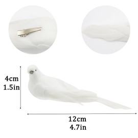 FBIRDY Artificial Birds Doves White Doves Decorative Birds Artificial Foam Feather Birds Ornament for Wedding Wreaths Craft Christmas Tree Decorations (2)