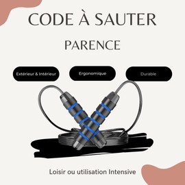 PARENCE. - 2m75 Adjustable Ergonomic Skipping Rope / Ball Bearing / PVC Coated Steel Rope / Foam Non-Slip Handles - High Quality Outdoor and Indoor Training