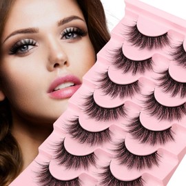 False Eyelashes Natural Looking Manga Lashes 3D Volume Faux Mink Lashes 16mm Wispy Anime Strip Lashes 7 Pairs Cosplay Spiky Lashes Soft Handmade Lashes Pack by ESHARP