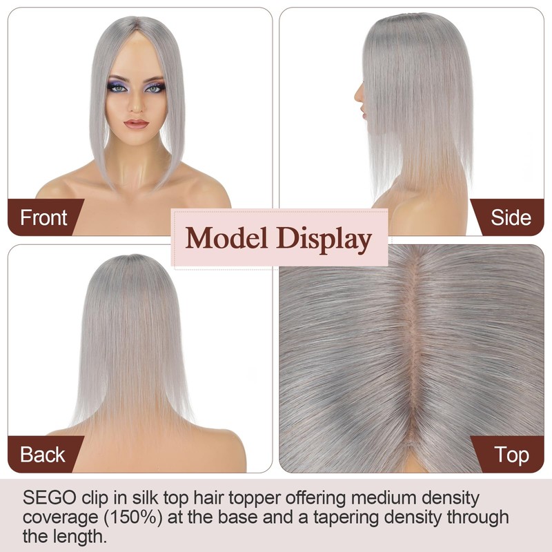 SEGO Hair Topper for Women, No Bangs Real Human Hair