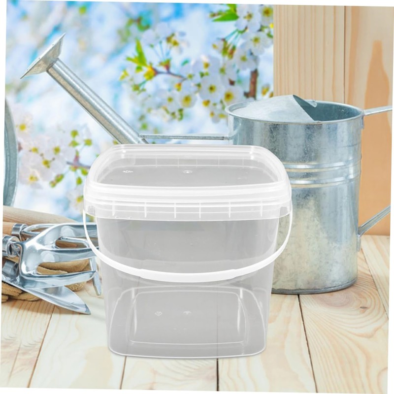 Levemolo Plastic Square Bucket Food Storage Container Handle Food Grade