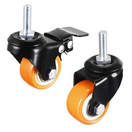 uxcell 1.5 Inch Swivel Caster Wheels PU 360 Degree Threaded Stem Caster Wheel M10 x 25mm , 330lb Total Load Capacity , Pack of 4 (2 Pcs with Brake, 2 Pcs No Brake)