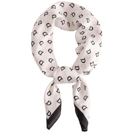 [Plus Nao] Plus Nao Scarf, Women's, Square, 27.6 inches (70 cm), 27.6 inches (70 cm), Silk Style, Spring, Autumn, Thin, Stylish, Elegant, Sun Protection, UV Care, Variety of Designs - D x White, D ×