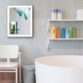 Phore Rectangular Wall Mirror White Bathroom Mirror 16" x 20" Wall Mirror for Entryway, Bedroom, Living Room