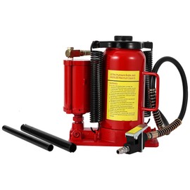 20 Ton Air Hydraulic Bottle Jack, Pneumatic Hydraulic All Welded Bottle Jack w/Manual Hand Pump and Handle, Heavy Duty Car Pickup Truck RV Auto Repair Lift, 40000 Lbs, Red