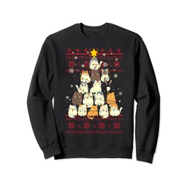 Ugly Christmas Sweater Cat X-mas Sweater Mom Dad Boy Girl Sweatshirt, black