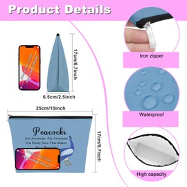 Peacock Cosmetic Bag Peacock Theme Gifts for Peacock Lovers Inspirational Makeup Bag Animal Gift Peacock Lover Gift Animal Lover Gifts Birthday Christmas Gift for Friend Sister Travel Pouch（Blue）