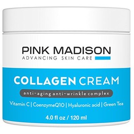 Skin Tightening Collagen Serum Cream with Hyaluronic Acid Anti Aging Face Treatment Fine Lines Wrinkles Men Women 4 Ounce Jar                         
