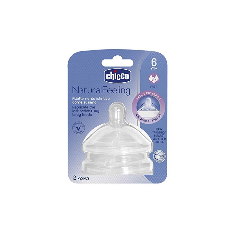 CHICCO, Set de Tetinas para Biberón de Flujo Rápido Natural