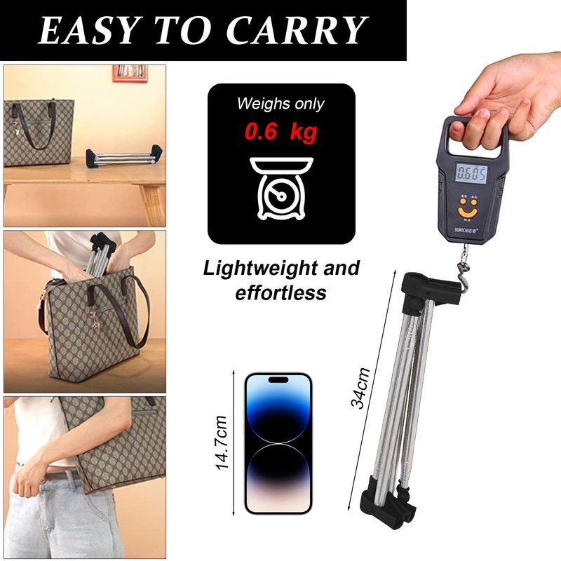 Hengrongshen Portable Clothes Rack, Foldable, Extendable Clothes Rail, Retractable, Travel