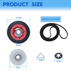4392067 Dryer Repair Kit for Whirlpool May-Tag Kenmore Replacement 4392067VP PS373088 AP3109602, Include 279640 Idler Pulley W10314173 Drum Roller 661570 Belt