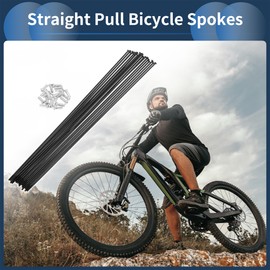 INFINAUTO 20 Set 14G Straight Pull Bicycle Spokes 253mm Straight Pull Bike Wheel Spokes Carbon Steel Black
