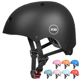 XJD Kids Helmet Toddlers Bike Helmet Age 3-13 Years Adjustable Skateboard Helmet for Cycle BMX Scooter Roller Skating for Children Boys/Girls (Black, Small)
