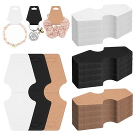 Glarks 300 pieces 5 x 2 in/120 x 50 mm jewellery display cards set, brown/black/white kraft paper bracelet display cards, hang tags card, key ring, earring packaging cards for necklaces