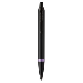 Parker IM Premium Ballpoint Pen | Matte Black with Amethyst Purple Ring | Black Ink | Gift Boxed