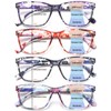 CLASAGA Progressive Multifocus Reading Glasses for Women, Pattern Print Blue