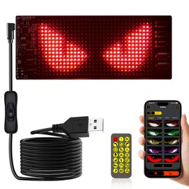 Super RGB Dynamic LED Devil Eye Lights, 7"x3" Colorful Flexible Eye Lamp Soft Screen for Car Window, Programmable DIY Matrix Panel, Flexible LED Display Sign for Windshield with APP Control