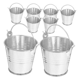 Mipcase 8Pcs Mini Tinplate Bucket Silver Flower Pot for Home Decor Small Buckets for Mini Plants Chic Planters Baskets Durable and Safe Flower Containers Present