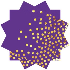 13 x 13 In Purple Cocktail Napkins,Purple and Gold Beverage Napkins,100 PCS Disposable Purple Paper Napkins for Bar,Weddings,Birthday Party Supplies