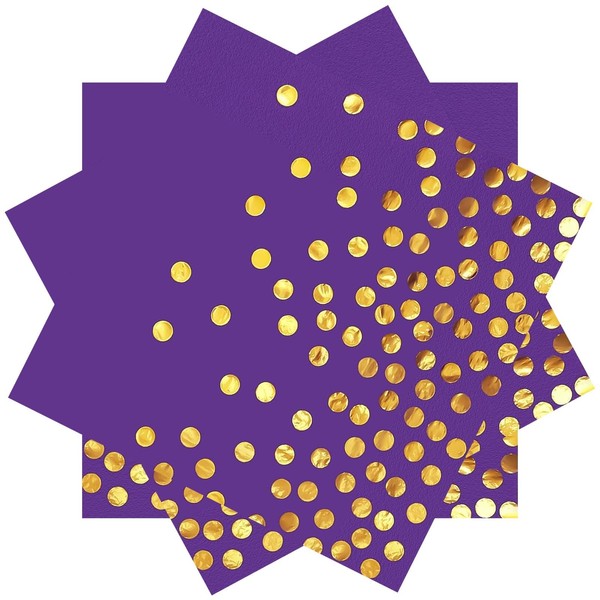 13 x 13 In Purple Cocktail Napkins,Purple and Gold Beverage