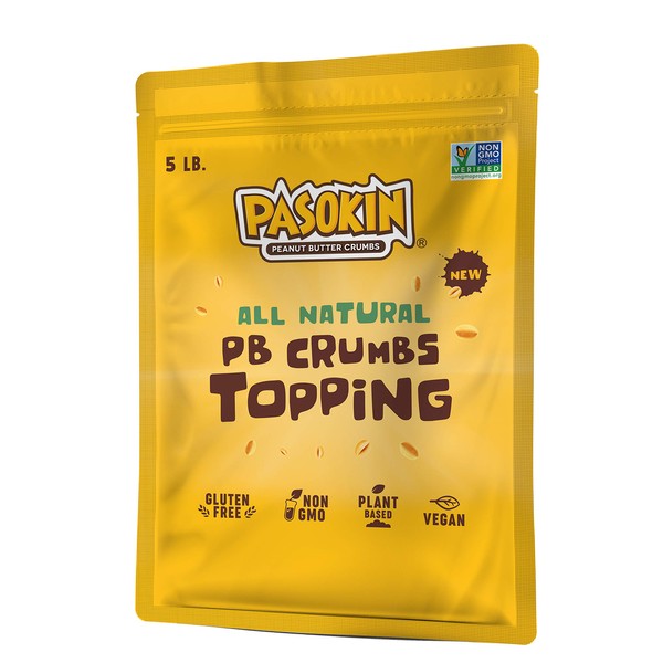 PASOKIN | Peanut Butter Crumbs | Gluten-Free, Vegan, All Natural Peanut Butter Topping, Made in USA, Super Value Pack, 5 LB