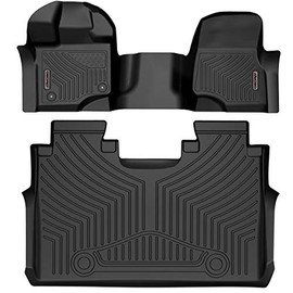 OEDRO Floor Mats Compatible for 2015-2022 Ford F-150 SuperCrew Cab with 1st Row Bench Seats, Unique Black TPE All-Weather Guard Includes 1st and 2nd Row: Front, Rear, Full Set Liners