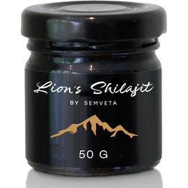 Altai Shilajit Resin - 50g - Infused with Lion's Mane Mushroom - Cold Filtered Shilajit Nutrient Resin - 6 Months Supply, Vitality & Mental Clarity - Boosting Focus with Lions Mane Shilajit