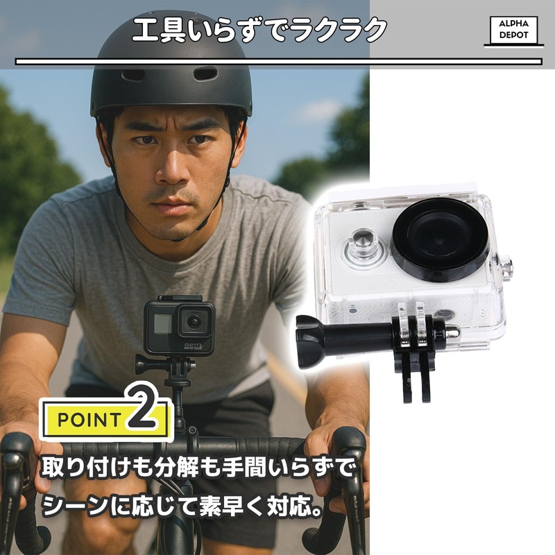 Alpha Depot Action Camera Adapter Set GoPro Compatible Extension Arm