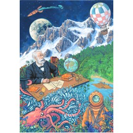 MIRALUDO Jigsaw Puzzle 1000 Pieces - Jules Verne - The Gallery of Legends - Book Format Box for Library