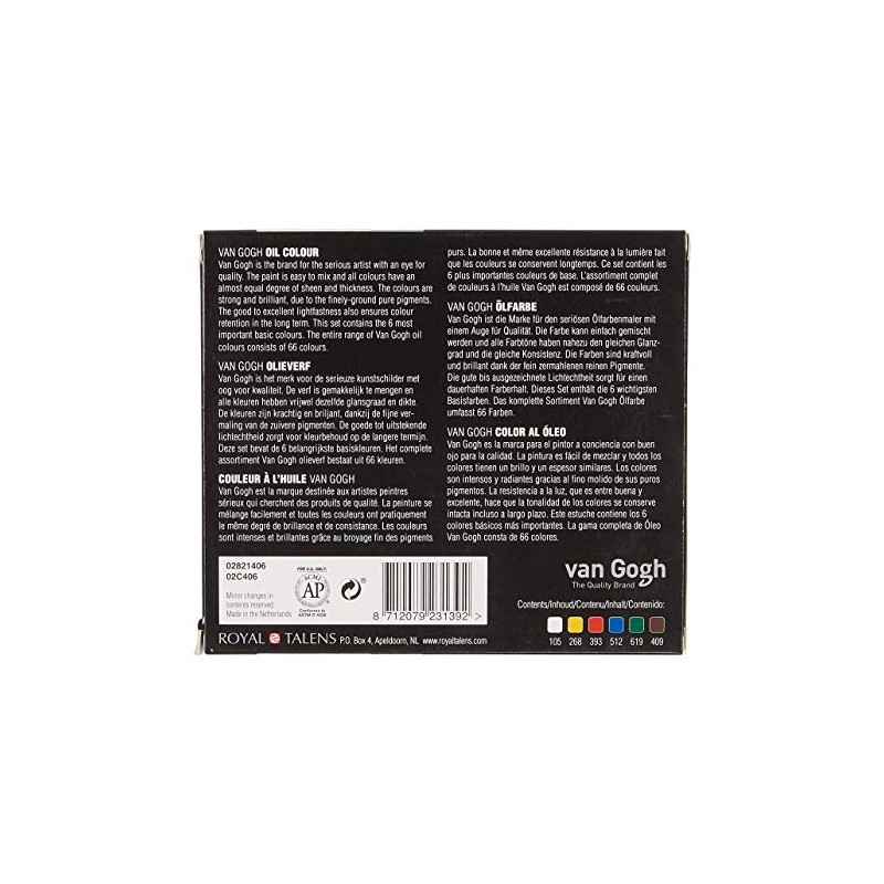 Caja de Oleo 6 Tubos Van Gogh 20ml