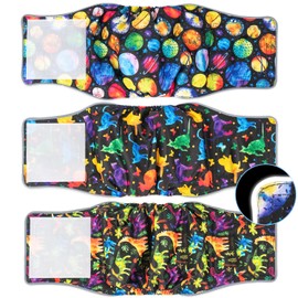 Pet Soft Dog Belly Bands - Washable Dog Diapers Belly Band for Male Dogs, Reusable Male Dogs Wraps 3pack for Doggy Puppy (Dinosaur, S)