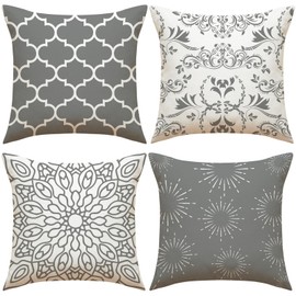 YUNNKEEY 4Pack Throw Pillow Covers 18x18 in Linen Fabric Cushion Covers Throw Pillows Home Decor, Wall Decor, Decorative Throw Pillow Cases Accent Pillow Covers for Home Bed Couch Sofa Car