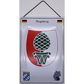 Blechschild With Cord 30 x 20 cm Coat of Arms Germany Augsburg Blechemma