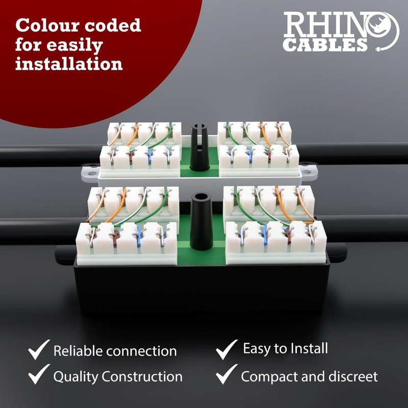 rhinocables RJ45 Cat 5 Gigabit Inline Punchdown Krone Coupler Joiner