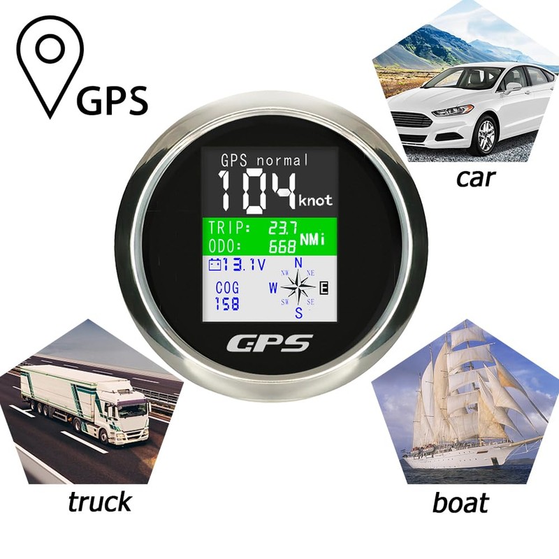 Auto Digital GPS Speedometer Odometer Waterproof TFT Screen 3-3/8" GPS