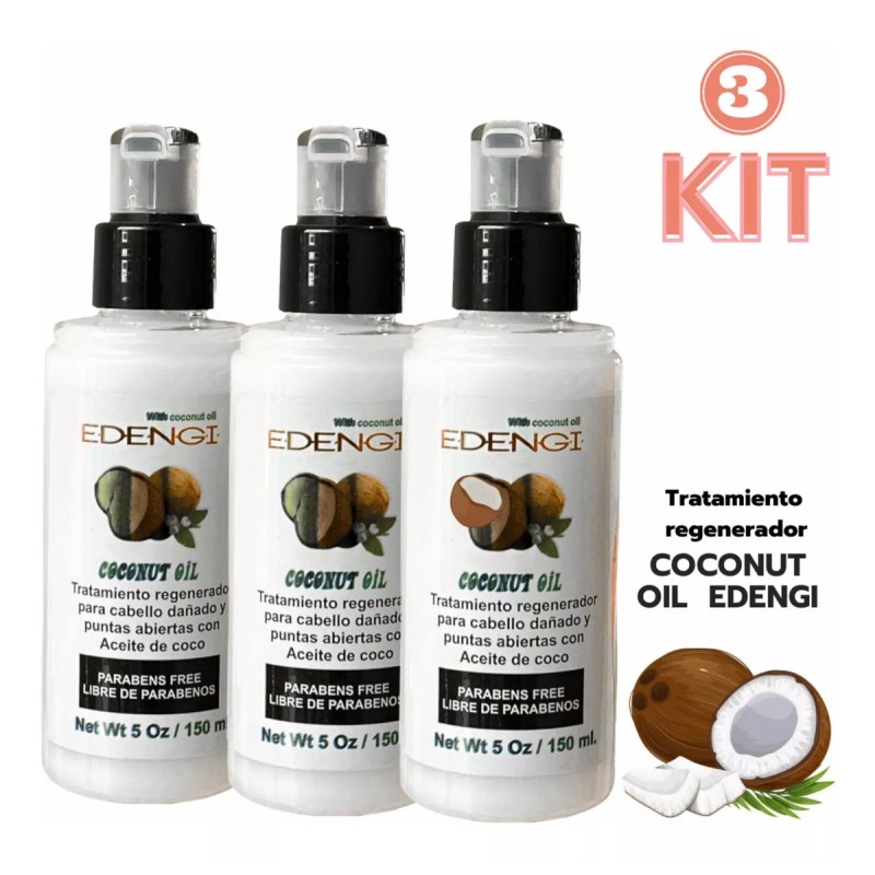 Edengi Tratamiento Regenerador De Coco Para Cabello Dañado150ml Kit