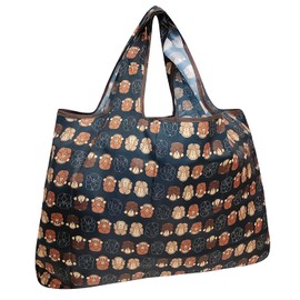allydrew Unisex's Large Foldable Tote Nylon Reusable Grocery Bag, Monkey Business
