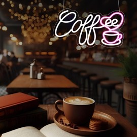 Gdbkabf Coffee Neon Sign, Neon Signs for Wall Decor Neon LED Signs Room Neon Light Up Signs Home Decor for Business Cafe Restaurant Club Party Bar Shop USB Operated