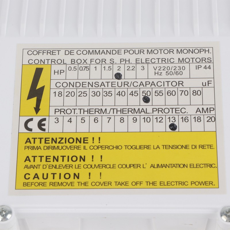 Pump Control Box Bulit in Thermal Protection Circuit Breaker Controller