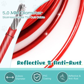 Snagle Paw Dog Tie Out Cable Chew Proof 50FT,Heavy Duty Dog Leads for Yard 50ft & Runner Cable, Leash for Large Dogs,Tie Out Cable with Spring for Training Outside Yard & Camping Red